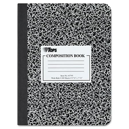 Tops Composition Book w/Hard Cover Wide Rule 9-3/4 x 7-1/2 White 100 Sheets/Pad TO33362
